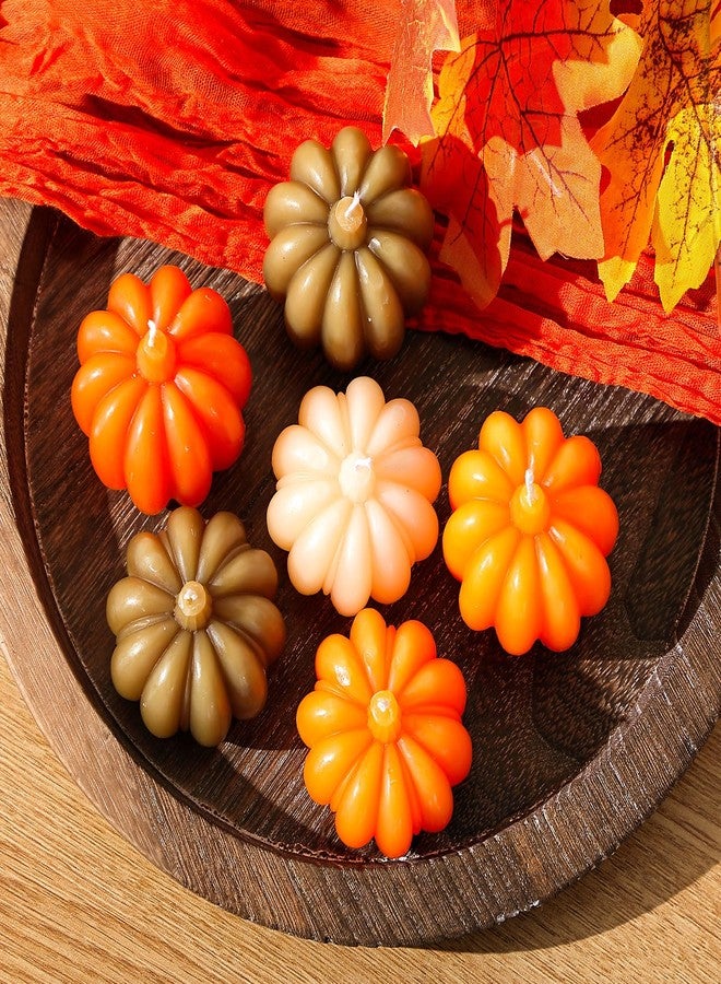 Rossesay 12 Pcs Fall Thanksgiving Pumpkin Shaped Candles Mini Pumpkin Candles Cute Mini White Soy Wax Tea Lights for Autumn Thanksgiving Party Gifts(Bright Color,2.4 x 2.8 Inches,2 x 2.4 Inches) - Image 3